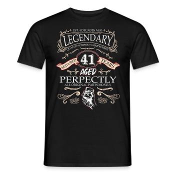Vintage Légendaire - Vieilli parfaitement 41ème anniversaire - T-shirt homme - noir - Devant - AI Model Male 178 light (178cm)