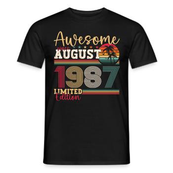 Awesome since August 1987 35th Birthday Gift - Men's T-Shirt - black - Front - AI Model Male 178 light (178cm)
