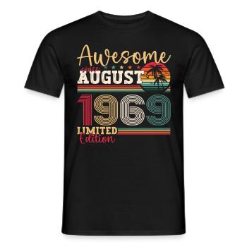 Awesome since August 1969 53rd Birthday Gift - Men's T-Shirt - black - Front - AI Model Male 178 light (178cm)