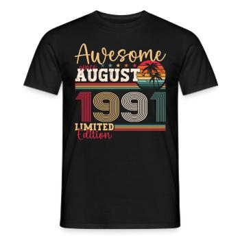 Awesome since August 1991 31st Birthday Gift - Men's T-Shirt - black - Front - AI Model Male 178 light (178cm)
