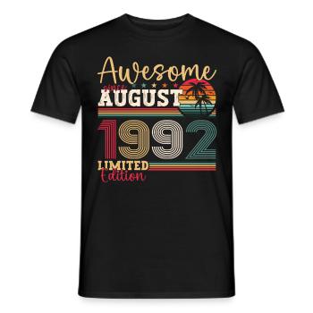 Awesome since August 1992 30th Birthday Gift - Men's T-Shirt - black - Front - AI Model Male 178 light (178cm)