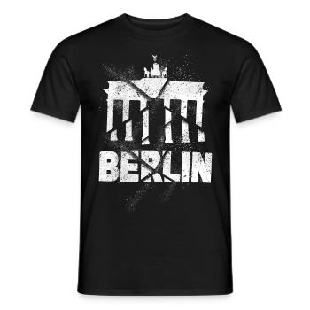 Berlin Germany City Skyline Font Grunge - Men's T-Shirt - black - Front - AI Model Male 178 light (178cm)