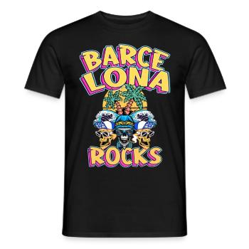 Barcelona Sommer Sonne Strand Palmen Totenkopf - Männer T-Shirt - Schwarz - Vorne - AI Model Male 178 light (178cm)