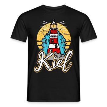 Kiel Allemagne City Lighthouse Skyline Font - T-shirt homme - noir - Devant - AI Model Male 178 light (178cm)