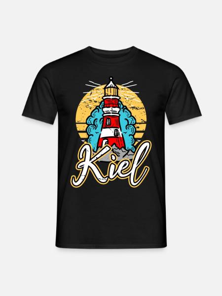 Kiel Deutschland Stadt Leuchtturm Skyline Schrift - Männer T-Shirt - Schwarz