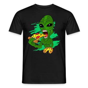 Alien Pizza - Men's T-Shirt - black - Front - AI Model Male 178 light (178cm)