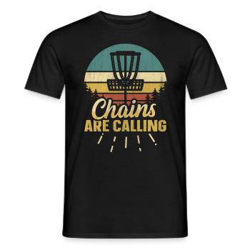 Les chaînes rétro Sunset appellent le disc golf - T-shirt homme - noir - Devant - AI Model Male 178 light (178cm)