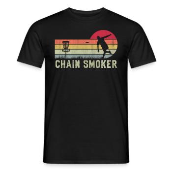 Retro Sunset Chain Smoker Disc Golf - Men's T-Shirt - black - Front - AI Model Male 178 light (178cm)