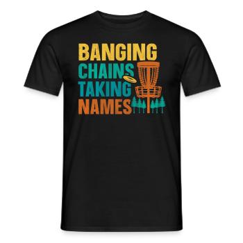 Retro Sunset Banging Chains prend des noms Disc Golf - T-shirt homme - noir - Devant - AI Model Male 178 light (178cm)
