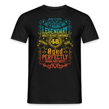 Vintage Légendaire - Vieilli parfaitement 48ème anniversaire - T-shirt homme - noir - Devant - AI Model Male 178 light (178cm)