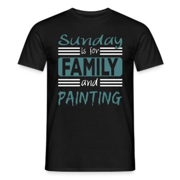 Le dimanche est pour la famille et la peinture Spruch - T-shirt homme - noir - Devant - AI Model Male 178 light (178cm)