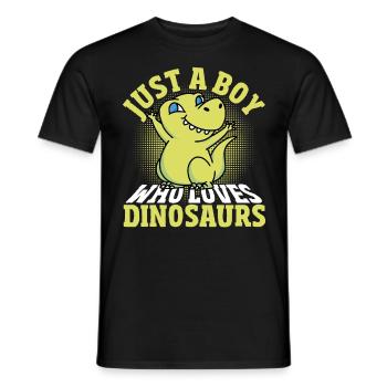 Just a Boy who loves Dinosaurs Dinosaur - Men's T-Shirt - black - Front - AI Model Male 178 light (178cm)