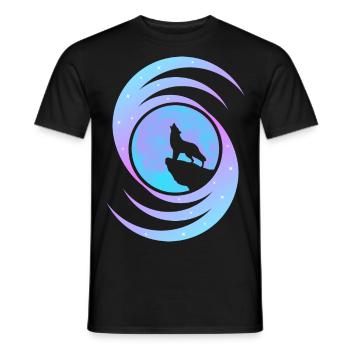Der Wolf, der den Mond in der Galaxie anheult - Männer T-Shirt - Schwarz - Vorne - AI Model Male 178 light (178cm)