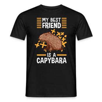 Capybara is my best friend capybara - Men's T-Shirt - black - Front - AI Model Male 178 light (178cm)