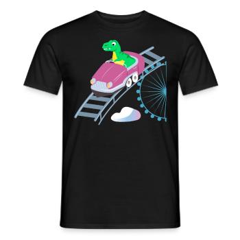 Roller Coaster T Rex Dinosaur - Men's T-Shirt - black - Front - AI Model Male 178 light (178cm)