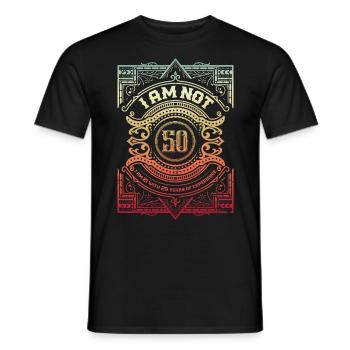 50-year-old jokes birthday gag for grandparents - Men's T-Shirt - black - Front - AI Model Male 178 light (178cm)