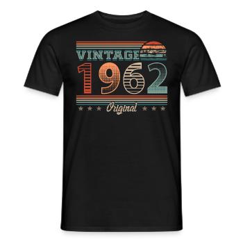 Millésime 1962 Année de naissance 1962 Anniversaire Hommes - T-shirt homme - noir - Devant - AI Model Male 178 light (178cm)