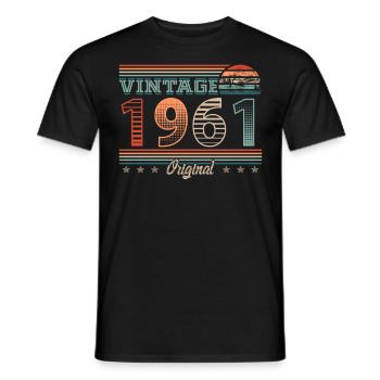 Millésime 1961 Année de naissance 1961 Anniversaire Hommes - T-shirt homme - noir - Devant - AI Model Male 178 light (178cm)
