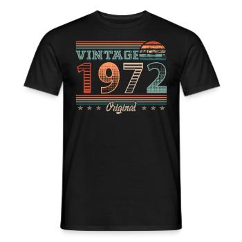 Millésime 1972 Année de naissance 1972 Anniversaire Hommes - T-shirt homme - noir - Devant - AI Model Male 178 light (178cm)