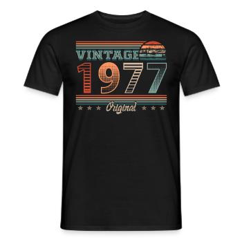 Vintage 1977 Year of birth 1977 Birthday Men - Men's T-Shirt - black - Front - AI Model Male 178 light (178cm)