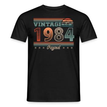 Vintage 1984 Year of birth 1984 Birthday Men - Men's T-Shirt - black - Front - AI Model Male 178 light (178cm)