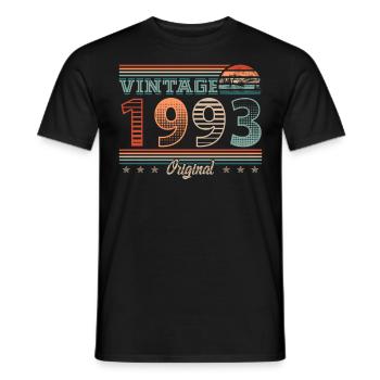 Vintage 1993 Year of birth 1993 Birthday Men - Men's T-Shirt - black - Front - AI Model Male 178 light (178cm)