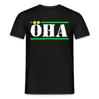 öha weis - Männer T-Shirt - Schwarz - Vorne - AI Model Male 178 light (178cm)