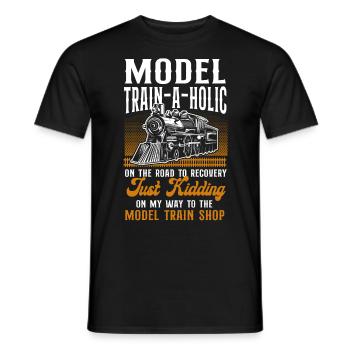 Conducteur de train à vapeur Trainspotting - T-shirt homme - noir - Devant - AI Model Male 178 light (178cm)