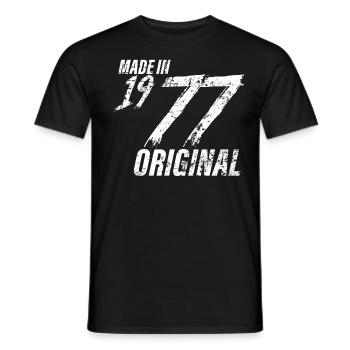 Made In 1977 Year of birth 1977 Birthday Women - Men's T-Shirt - black - Front - AI Model Male 178 light (178cm)