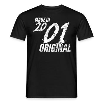 Made in 2001 Year of birth 2001 Birthday Women - Men's T-Shirt - black - Front - AI Model Male 178 light (178cm)