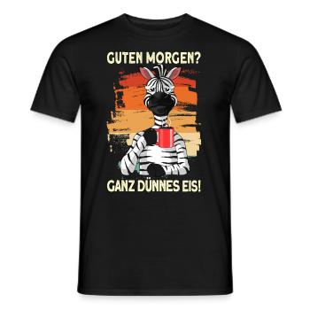 dünnes eis mein Freund - Zebra Kaffee Guten Morgen - Männer T-Shirt - Schwarz - Vorne - AI Model Male 178 light (178cm)