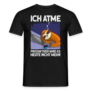 Produktiver wird es nicht mehrFaultier Geschenk - Männer T-Shirt - Schwarz - Vorne - AI Model Male 178 light (178cm)