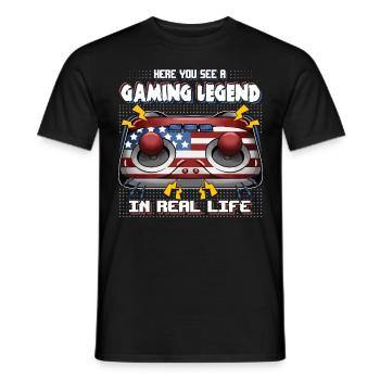 Gamer Here You See A Gaming Legend In Real Life - Men's T-Shirt - black - Front - AI Model Male 178 light (178cm)