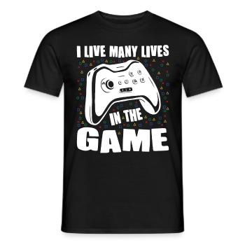 Jeu Je vis beaucoup de vies dans le joueur joueur joueur - T-shirt homme - noir - Devant - AI Model Male 178 light (178cm)