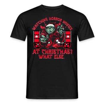 Regarder des films d’horreur à Noël Quoi d’autre - T-shirt homme - noir - Devant - AI Model Male 178 light (178cm)