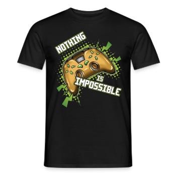 Gaming Nothing Is Impossible Gamer Video Game - Men's T-Shirt - black - Front - AI Model Male 178 light (178cm)