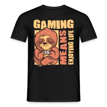 Jouer signifie profiter de la vie Nerd Gamer Jeu vidéo - T-shirt homme - noir - Devant - AI Model Male 178 light (178cm)