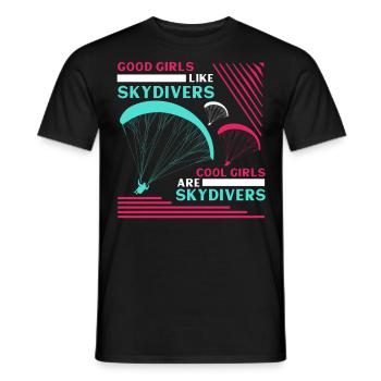 Les bonnes filles comme les parachutistes Les filles cool sont des parachutistes - T-shirt homme - noir - Devant - AI Model Male 178 light (178cm)