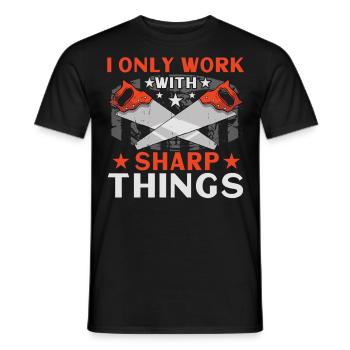 Je ne travaille qu’avec des choses pointues - T-shirt homme - noir - Devant - AI Model Male 178 light (178cm)