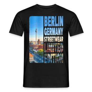Berlin Germany City Skyline Home Love - Men's T-Shirt - black - Front - AI Model Male 178 light (178cm)