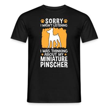 Pinscher thought of dwarf pinscher - Men's T-Shirt - black - Front - AI Model Male 178 light (178cm)