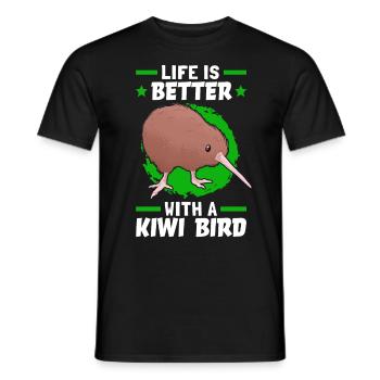 Life is better with a kiwi bird - Men's T-Shirt - black - Front - AI Model Male 178 light (178cm)