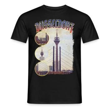 Dusseldorf Germany City Skyline Home Love - Men's T-Shirt - black - Front - AI Model Male 178 light (178cm)
