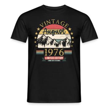 Original August Vintage 1976 Birthday Gift - Men's T-Shirt - black - Front - AI Model Male 178 light (178cm)