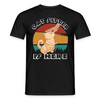 Cat Sitter Ist Hier Für Männer, Frauen Und Kinder - Männer T-Shirt - Schwarz - Vorne - AI Model Male 178 light (178cm)
