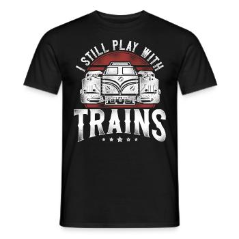 Freight Diesel Train Driver - Men's T-Shirt - black - Front - AI Model Male 178 light (178cm)