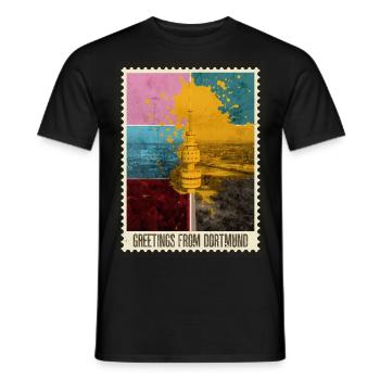Dortmund Germany City Skyline Stamp - Men's T-Shirt - black - Front - AI Model Male 178 light (178cm)