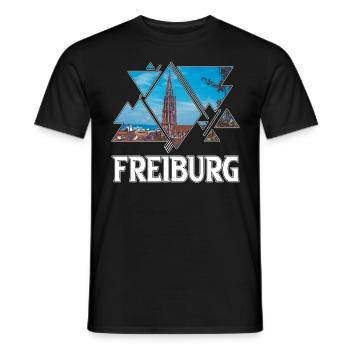 Freiburg Germany City Skyline Home Love - Men's T-Shirt - black - Front - AI Model Male 178 light (178cm)