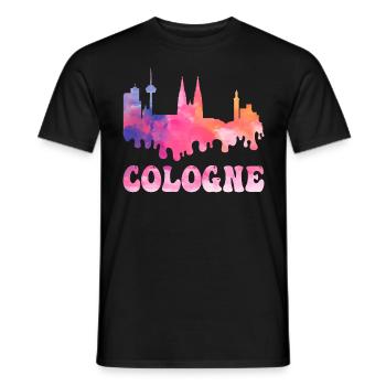Köln Cologne Deutschland Stadt Skyline Splash Bunt - Männer T-Shirt - Schwarz - Vorne - AI Model Male 178 light (178cm)