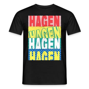 Hagen Germany City Font Skyline Home - Men's T-Shirt - black - Front - AI Model Male 178 light (178cm)